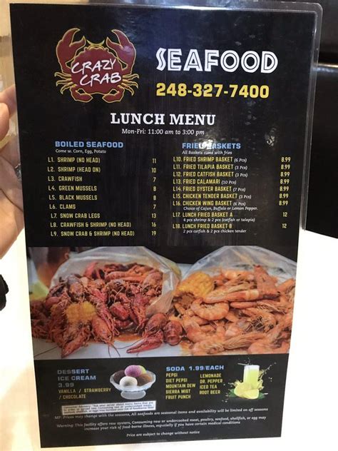 (248) 595-8538. . Crazy crab southfield menu